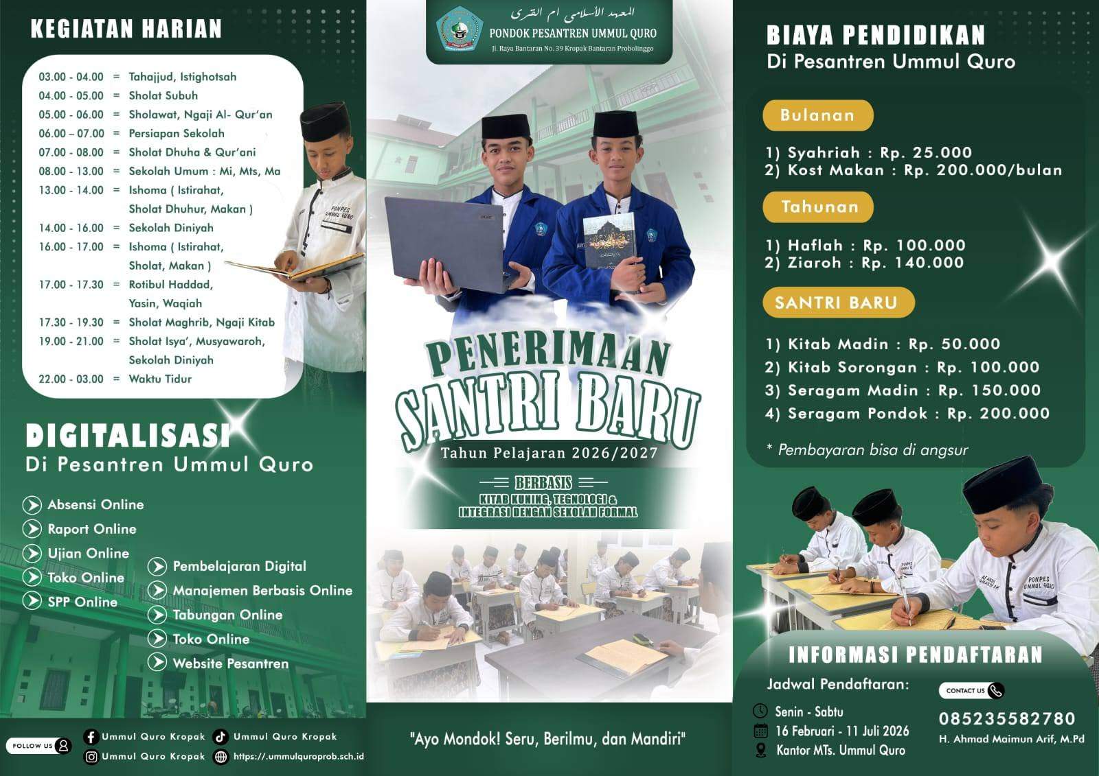 PENERIMAAN PESERTA DIDIK DAN SANTRI BARU TAHUN AJARAN 2026/2027