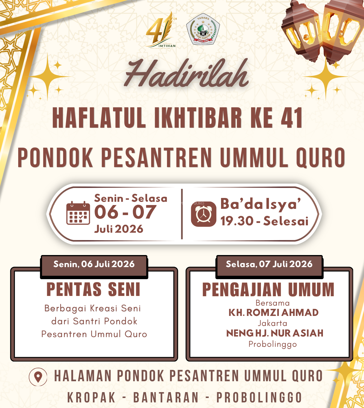 Hadirilah Haflatul Ikhtibar ke-41 Pondok Pesantren Ummul Quro